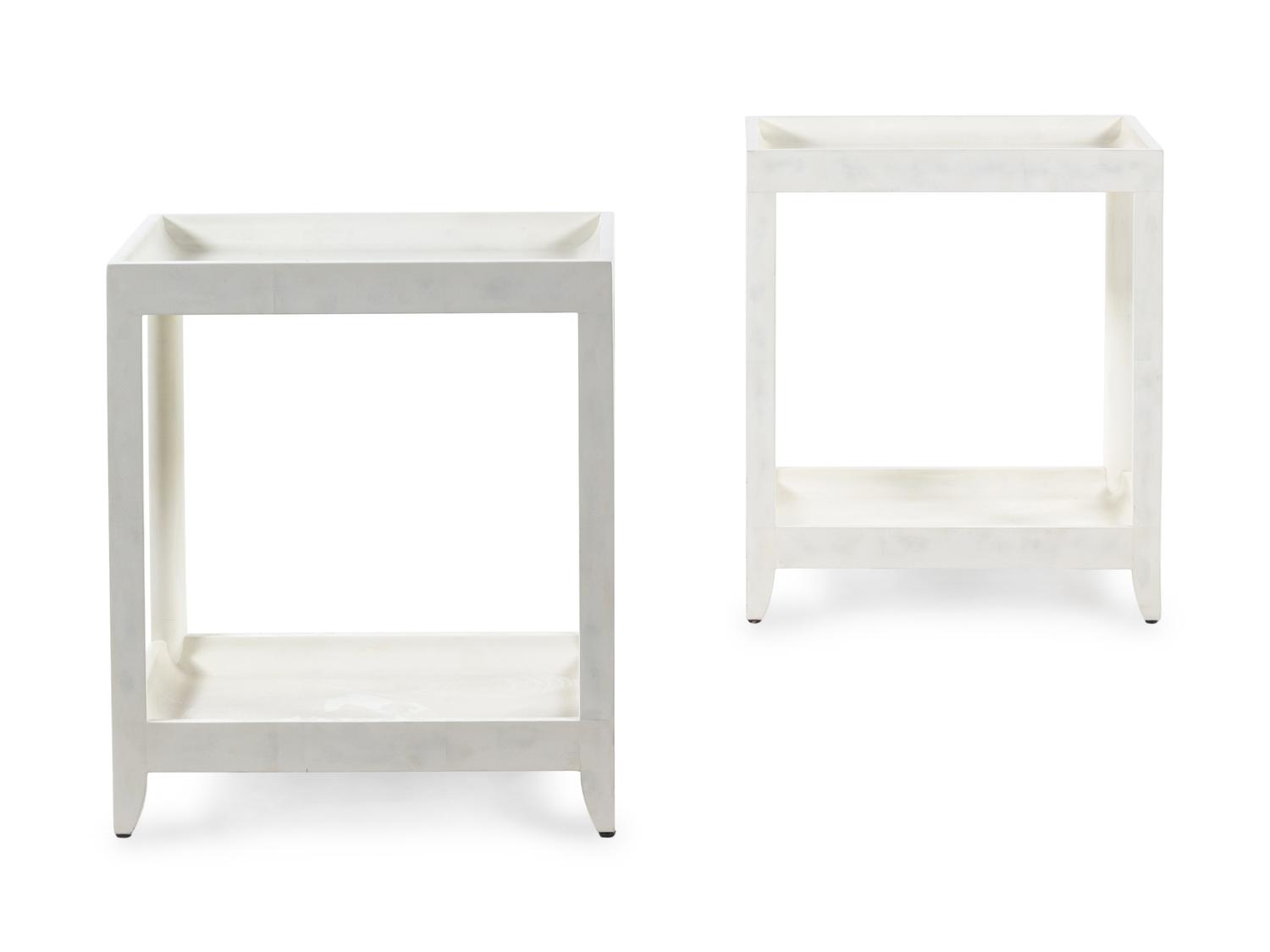 A Pair of White Painted End Tables