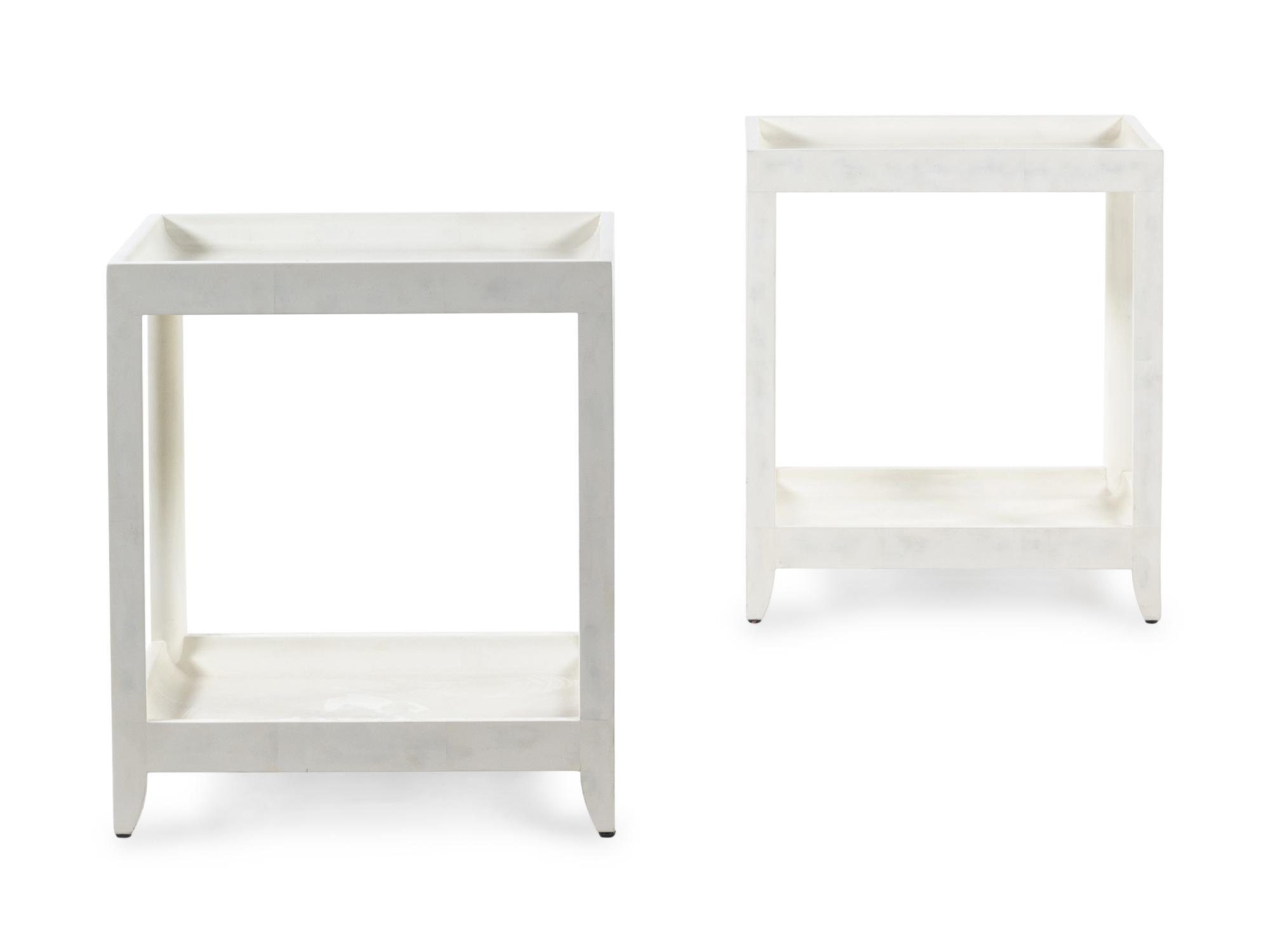A Pair of White Painted End Tables