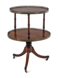 A French Brass Mounted Mahogany Two-Tier Dumbwaiter