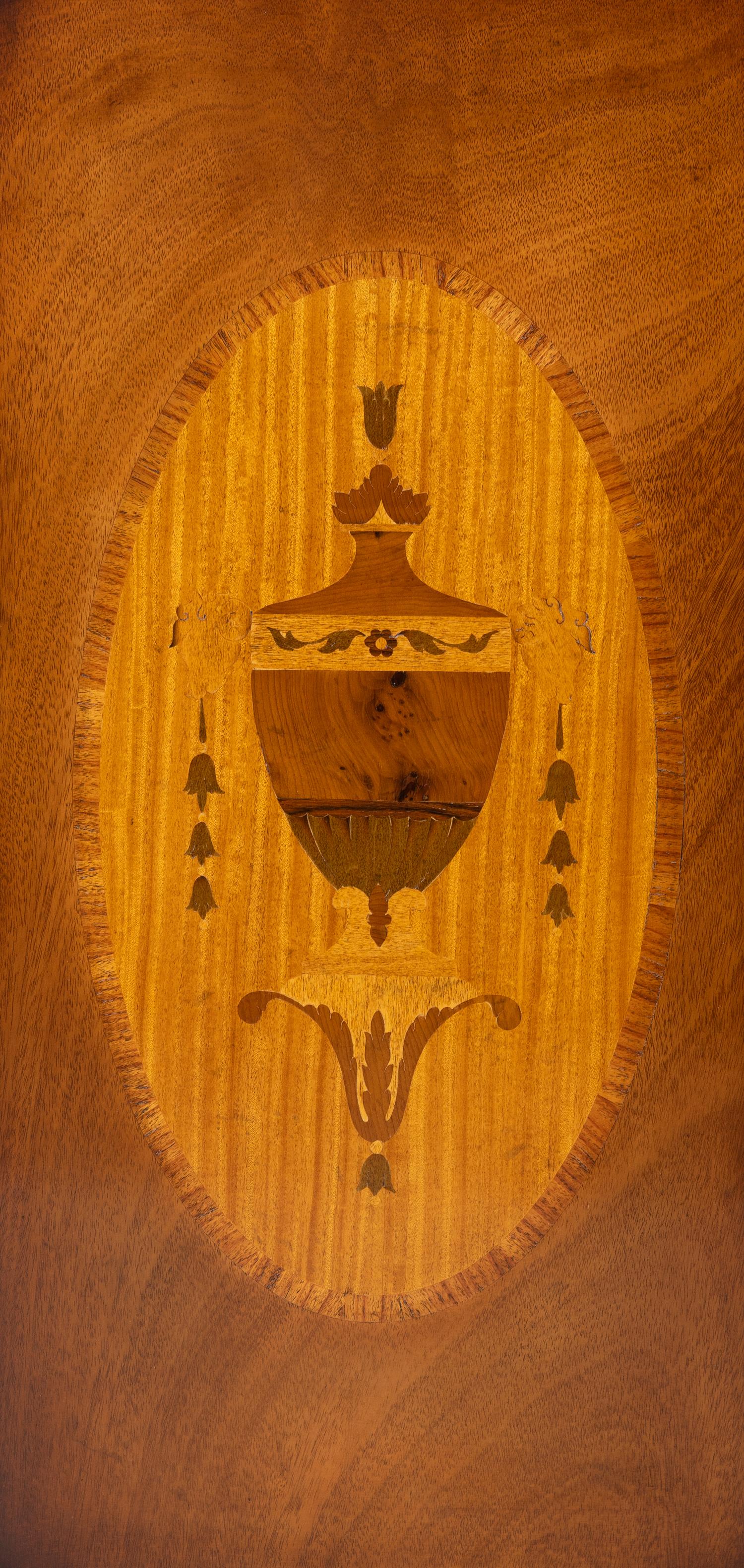 A Pair of Edwardian Style Mahogany, Satinwood and Marquetry Cabinets