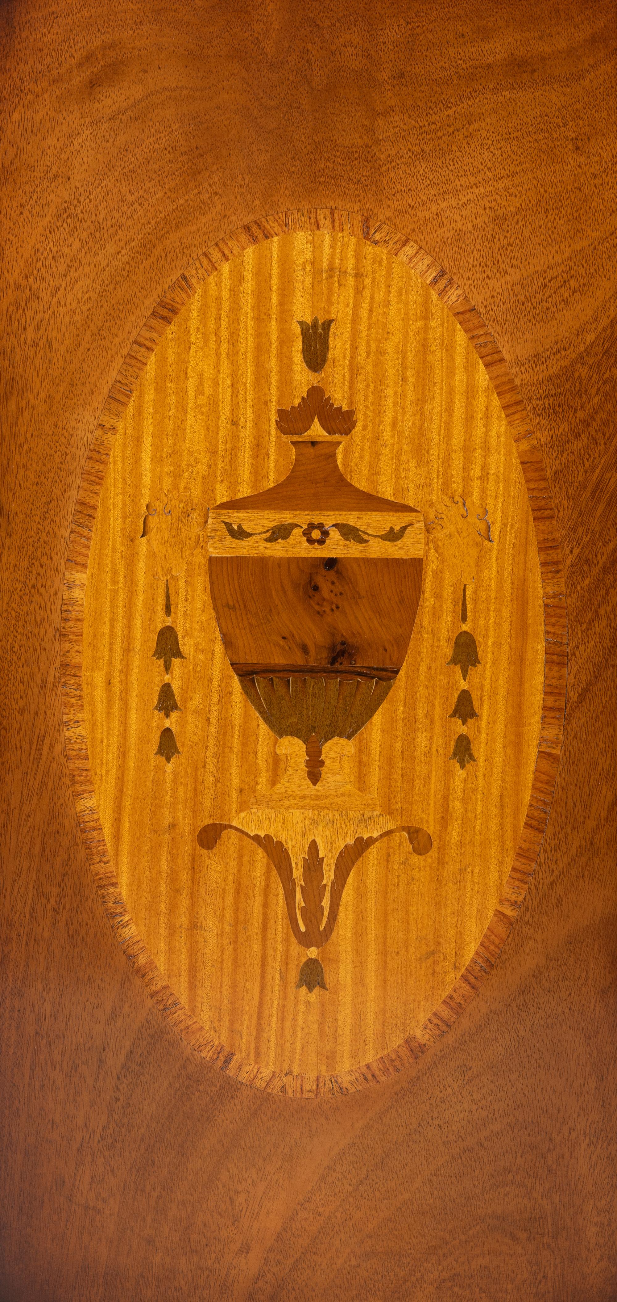 A Pair of Edwardian Style Mahogany, Satinwood and Marquetry Cabinets