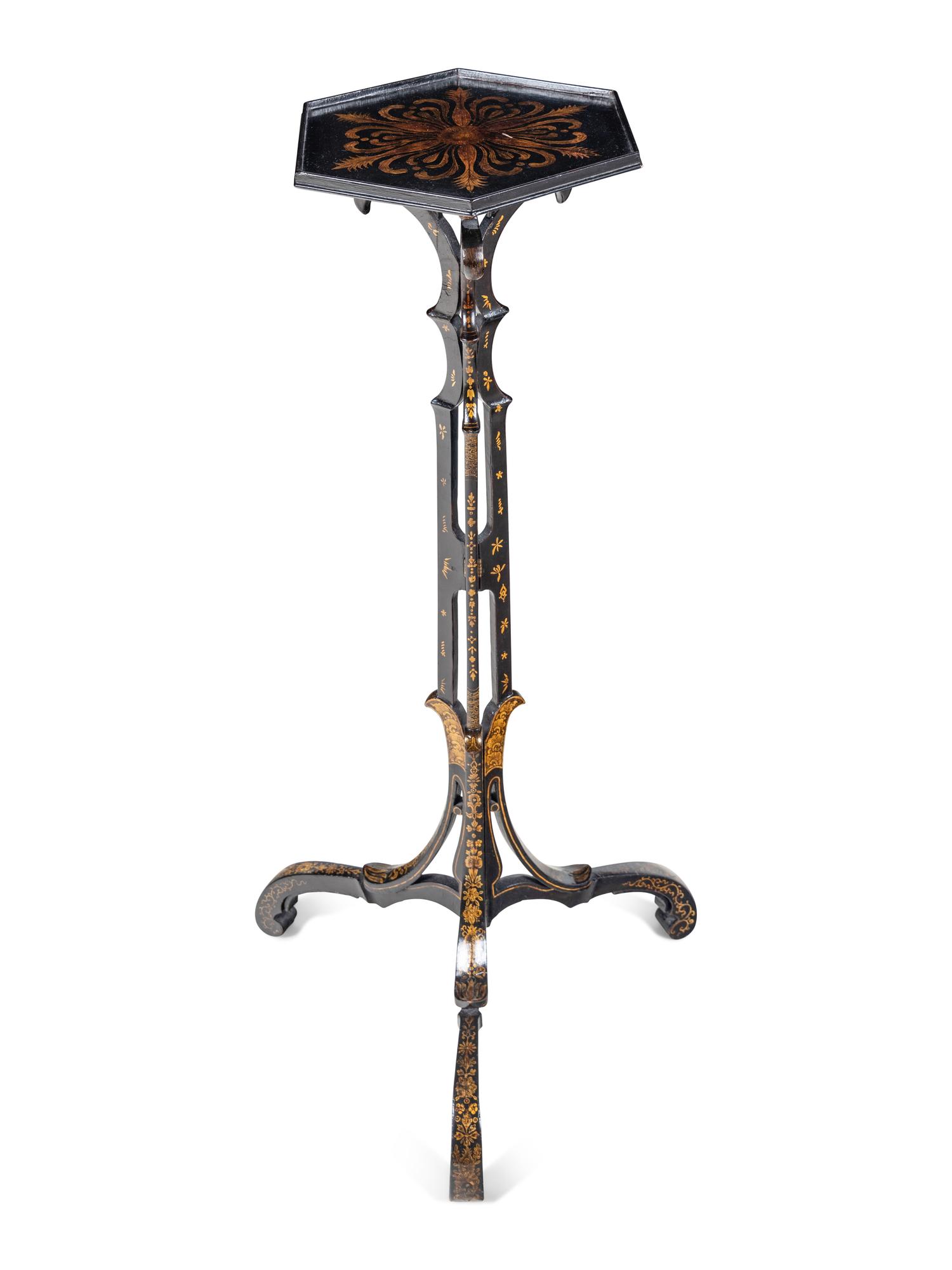 A George III Black and Gilt-Japanned Tripod Stand