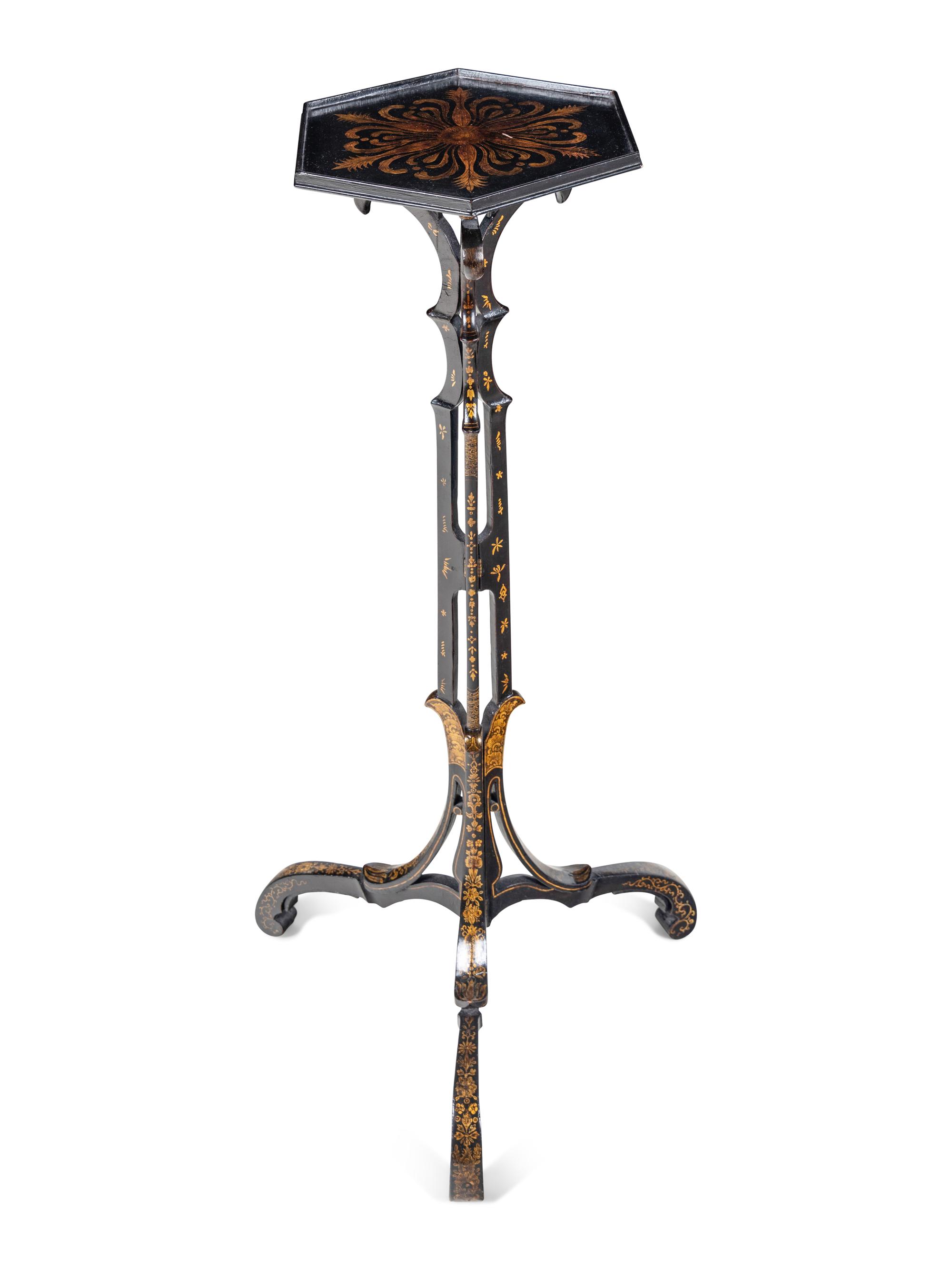 A George III Black and Gilt-Japanned Tripod Stand