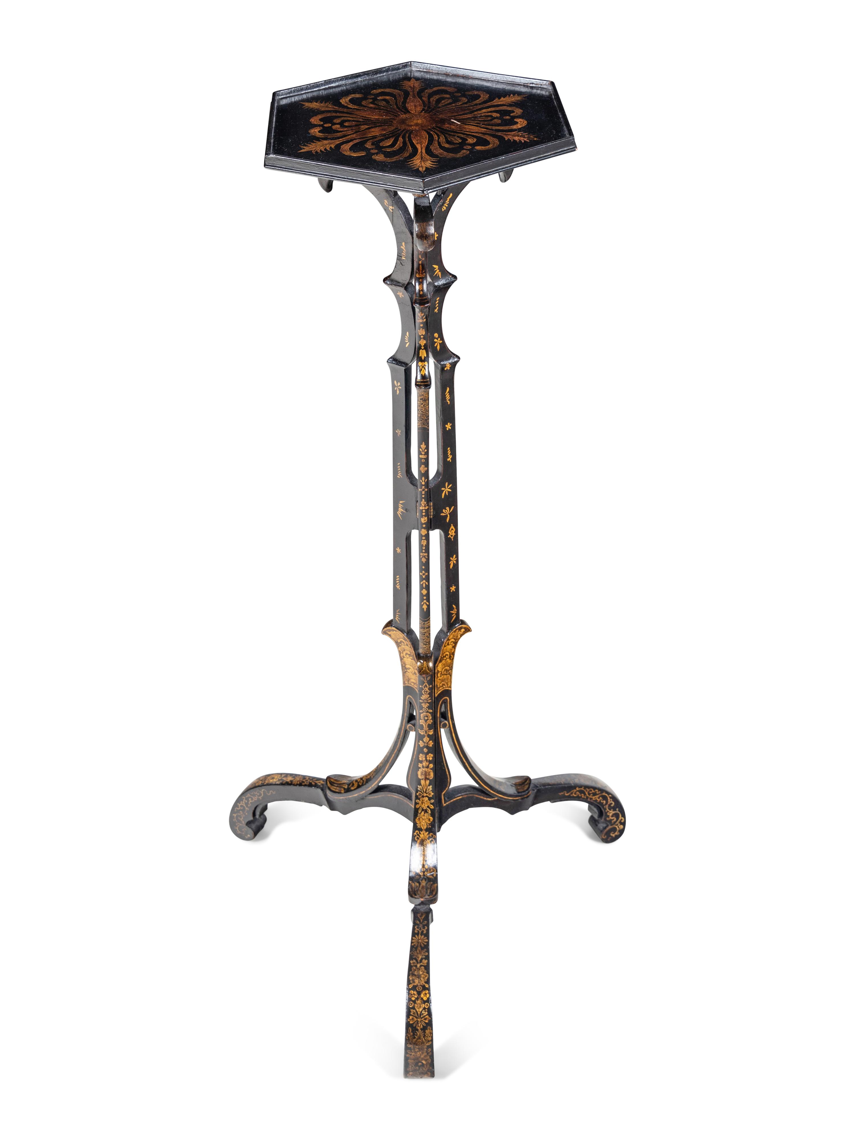 A George III Black and Gilt-Japanned Tripod Stand