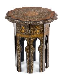 Two Gilt Lacquer Occasional Tables Height of taller 19 inches.