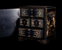 A Chinese Gilt Decorated Black Lacquered Kang Cabinet