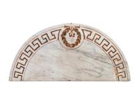A Pair of Neoclassical Parcel-Gilt Mahogany Marble-Top Demilune Tables