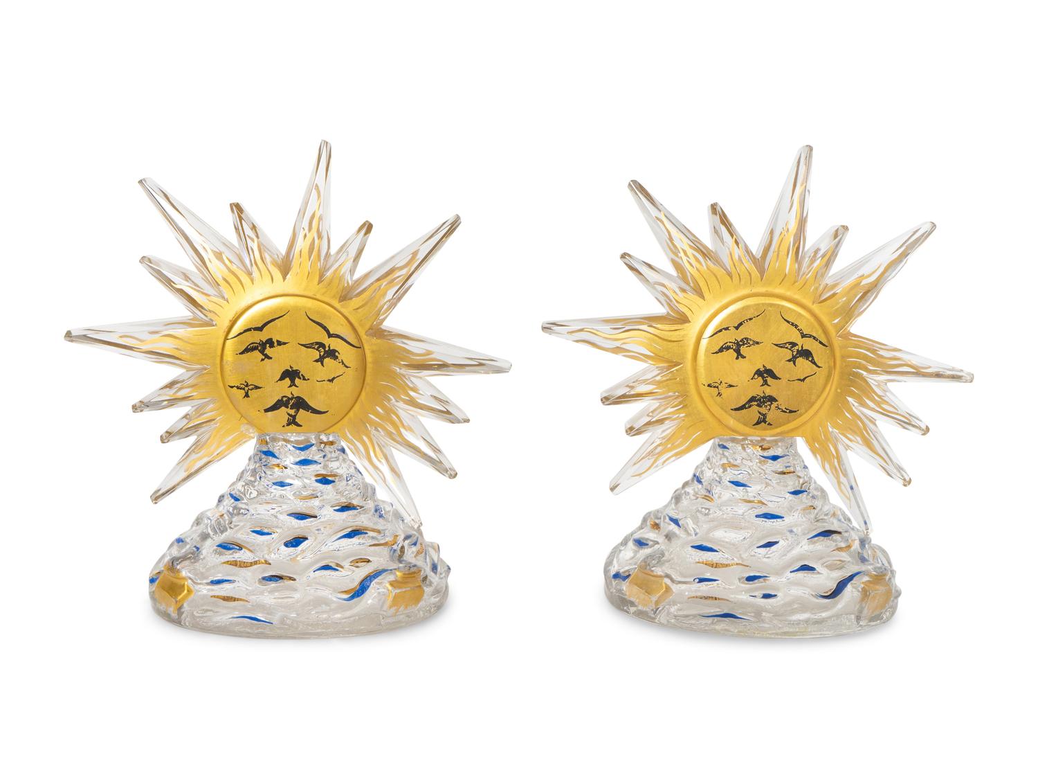 A Pair of Baccarat Salvador Dali for Schiaparelli Le Roi Soleil Perfume Bottles