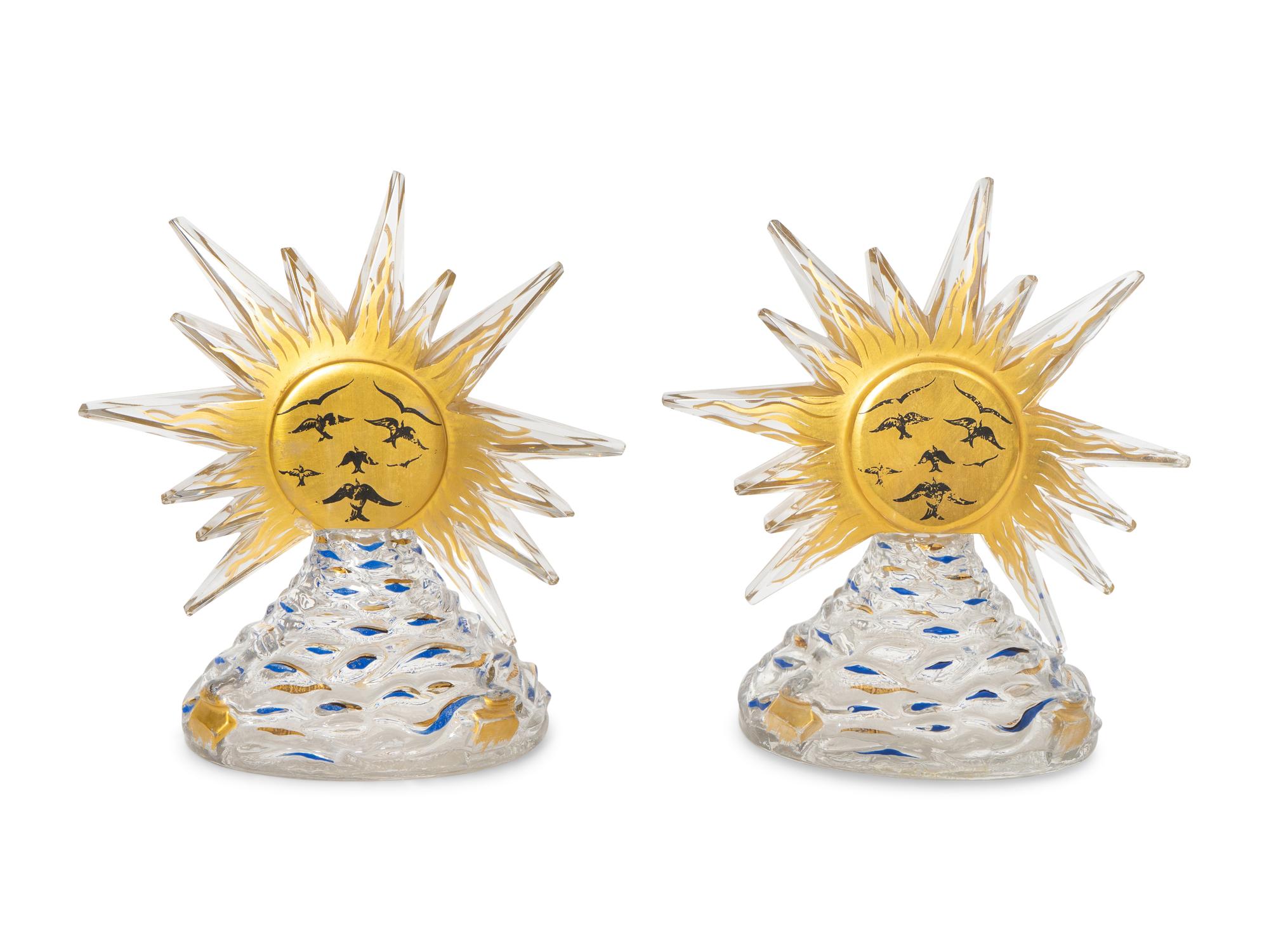 A Pair of Baccarat Salvador Dali for Schiaparelli Le Roi Soleil Perfume Bottles