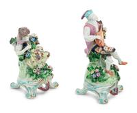 A Pair of English Bocage Porcelain Figural Groups