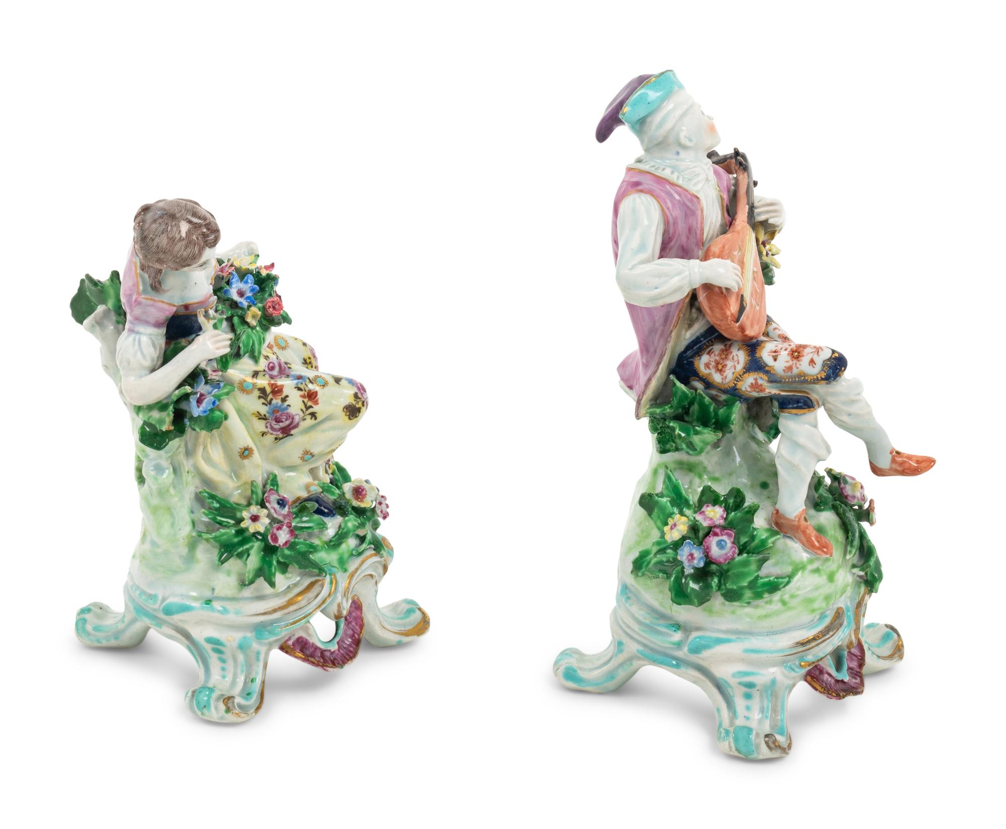 A Pair of English Bocage Porcelain Figural Groups