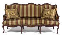 A Louis XV Style Carved Walnut Settee Height 41 1/2 x width 80 x depth 26 inches. — 19TH CENTURY