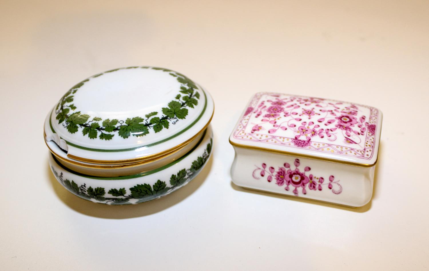 Two Meissen Porcelain Boxes Width of first 3 inches. — 19TH/20TH CENTURY