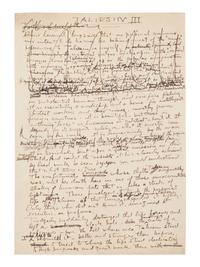 WRIGHT, Frank Lloyd (1867-1959). Autograph manuscript signed ("Frank Lloyd Wright"), entitled "Taliesin III," numerous holograph emendations and corrections in ink, a few in pencil N.p. Taliesin, 8 June 1926. 5 1/2 pages, 4to, creased.