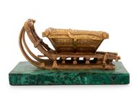 A Russian Malachite and Gilt Bronze Model of a Sleigh