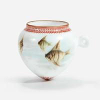 A Chinese enameled “eggshell” porcelain “Fishes” birdfeeder 20th century