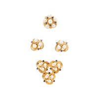 YELLOW GOLD, SAPPHIRE, AND CULTURED PEARL SET