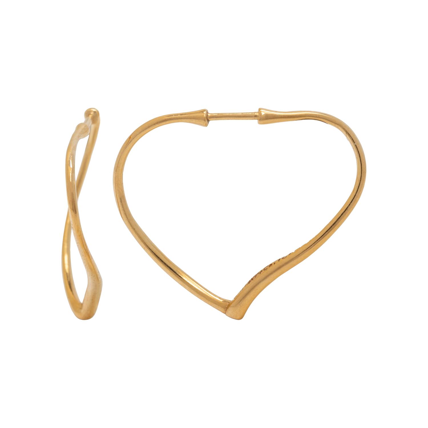 TIFFANY & CO., ELSA PERETTI, YELLOW GOLD 'OPEN HEART' HOOP EARRINGS