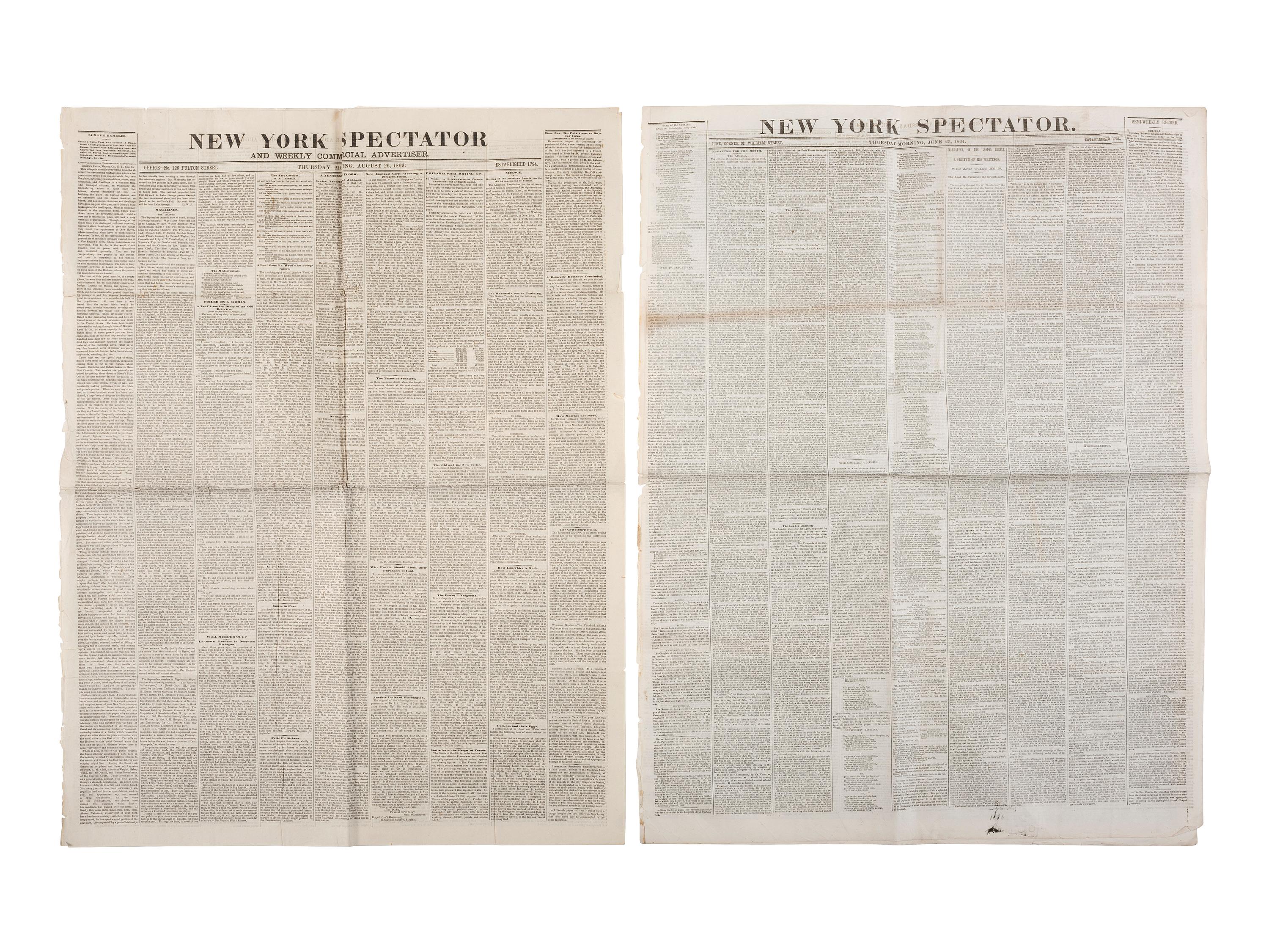 [CIVIL WAR]. 150+ New York City newspapers, most War-period, incl. The New York Tribune.