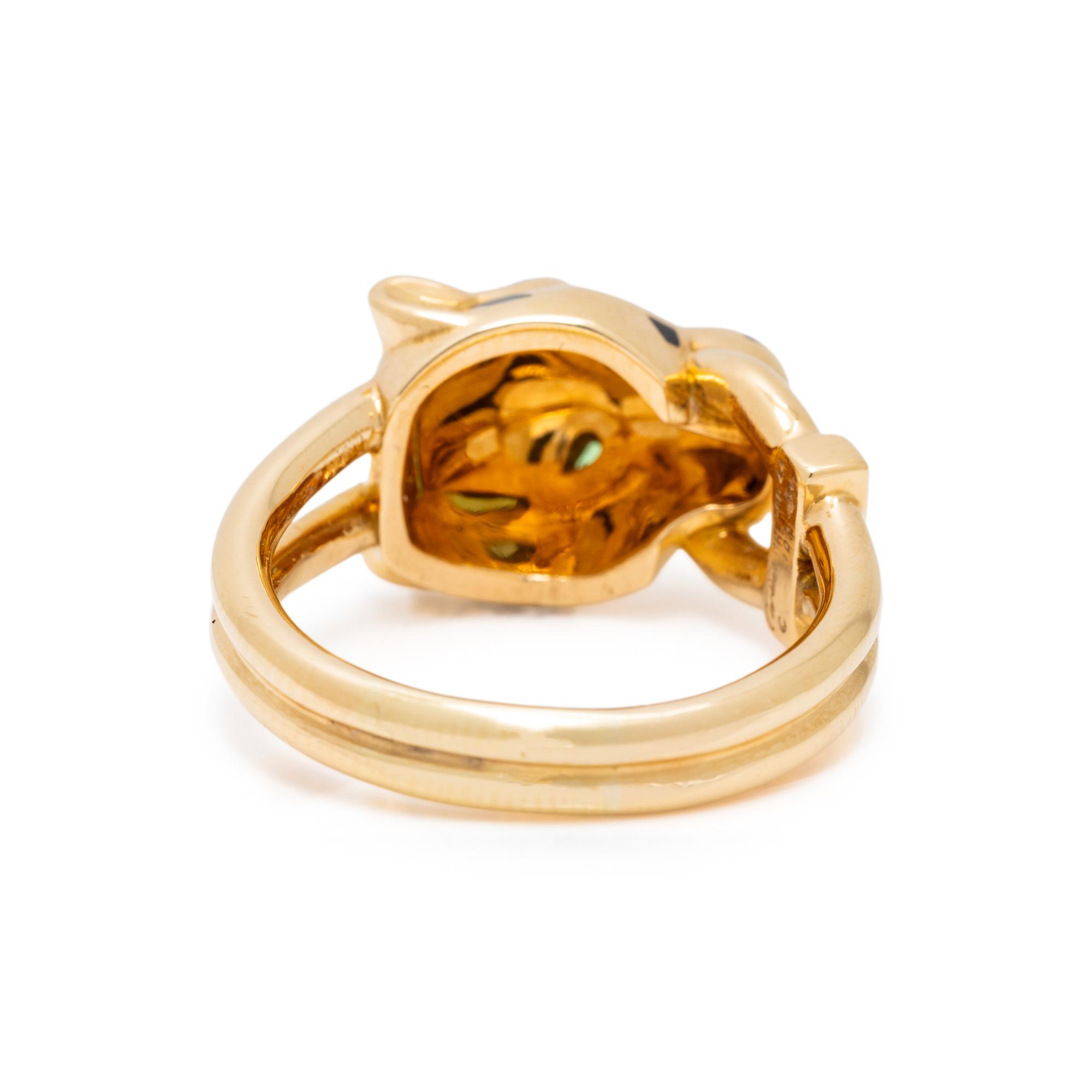 CARTIER, YELLOW GOLD, DIAMOND AND TSAVORITE GARNET 'PANTHÈRE DE CARTIER' RING