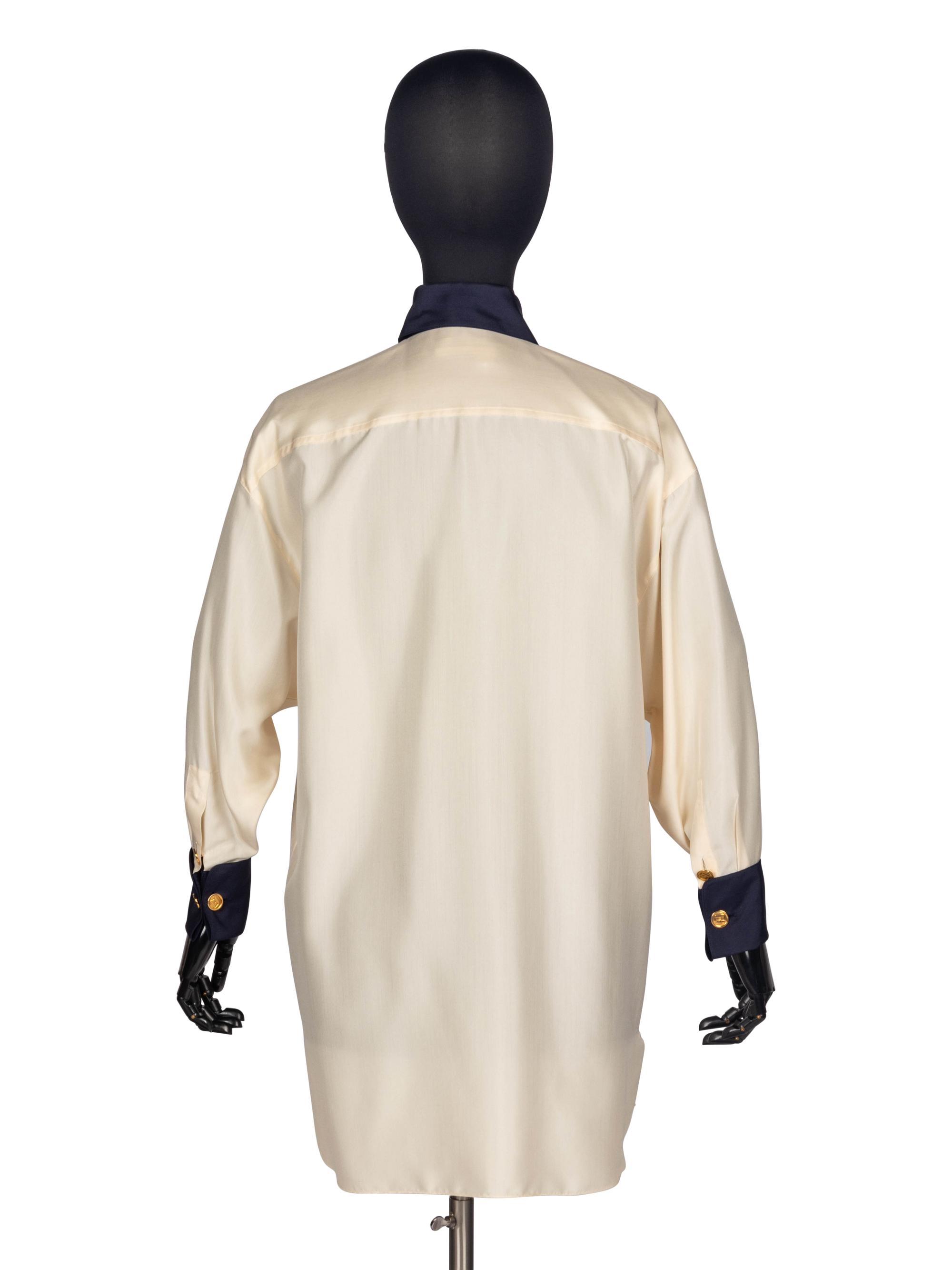 Chanel Two-Tone Logo Blouse