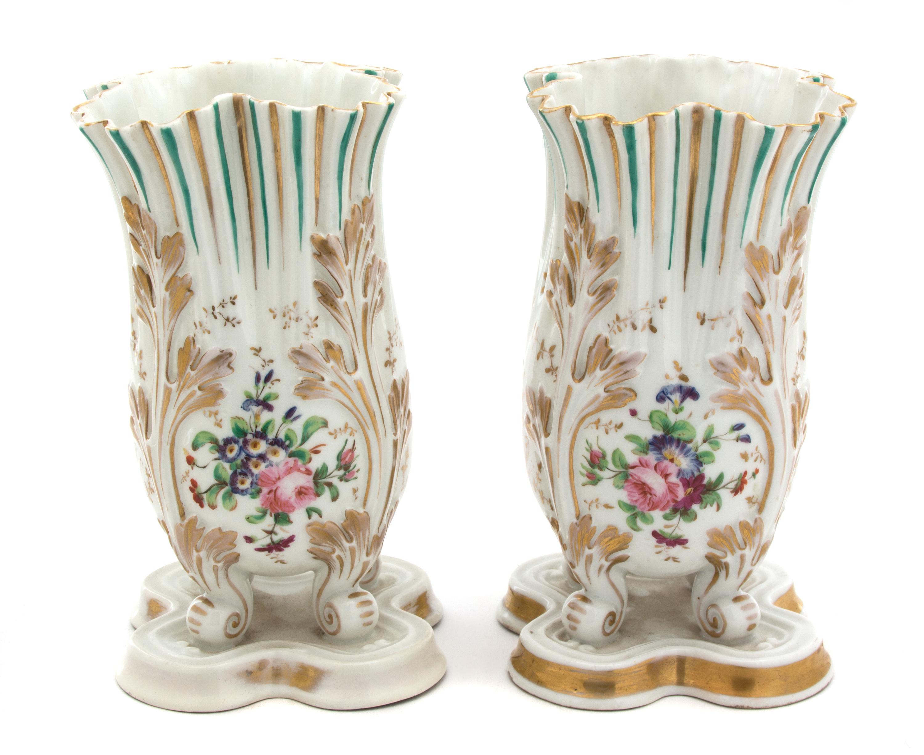 A Pair of Paris Porcelain Vases Height 16 inches. — 19TH CENTURY