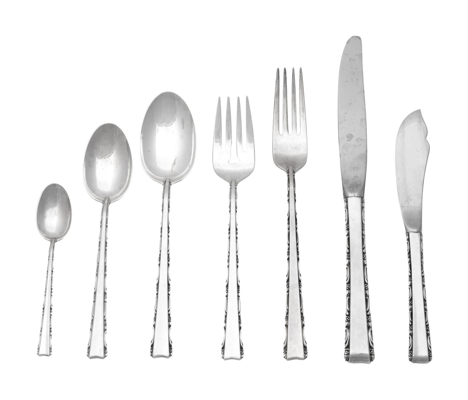 A Silver Flatware Set in the Madrigal Pattern by the Lunt Silver Company