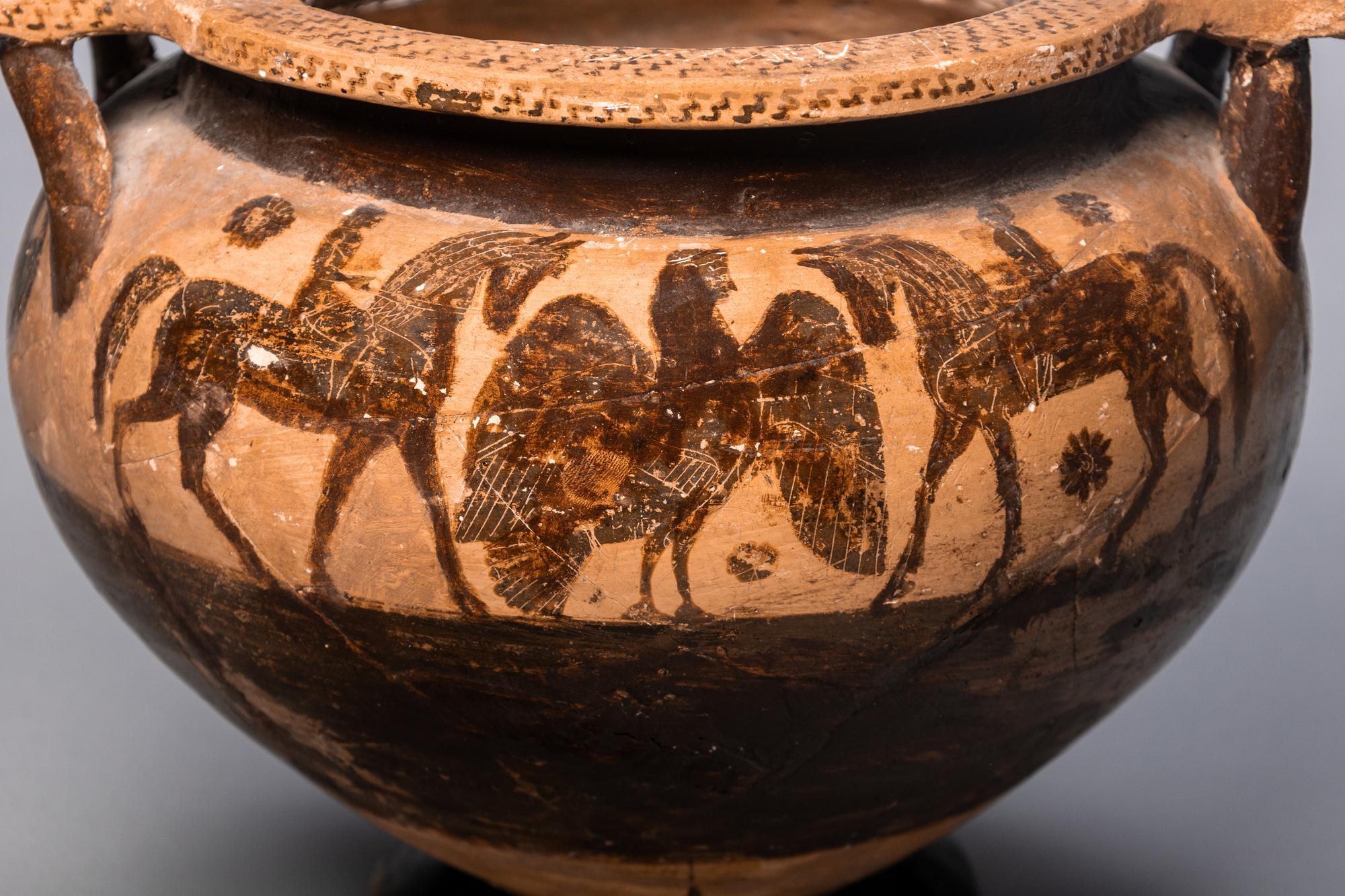 A Middle Corinthian Black-Figured Column Krater