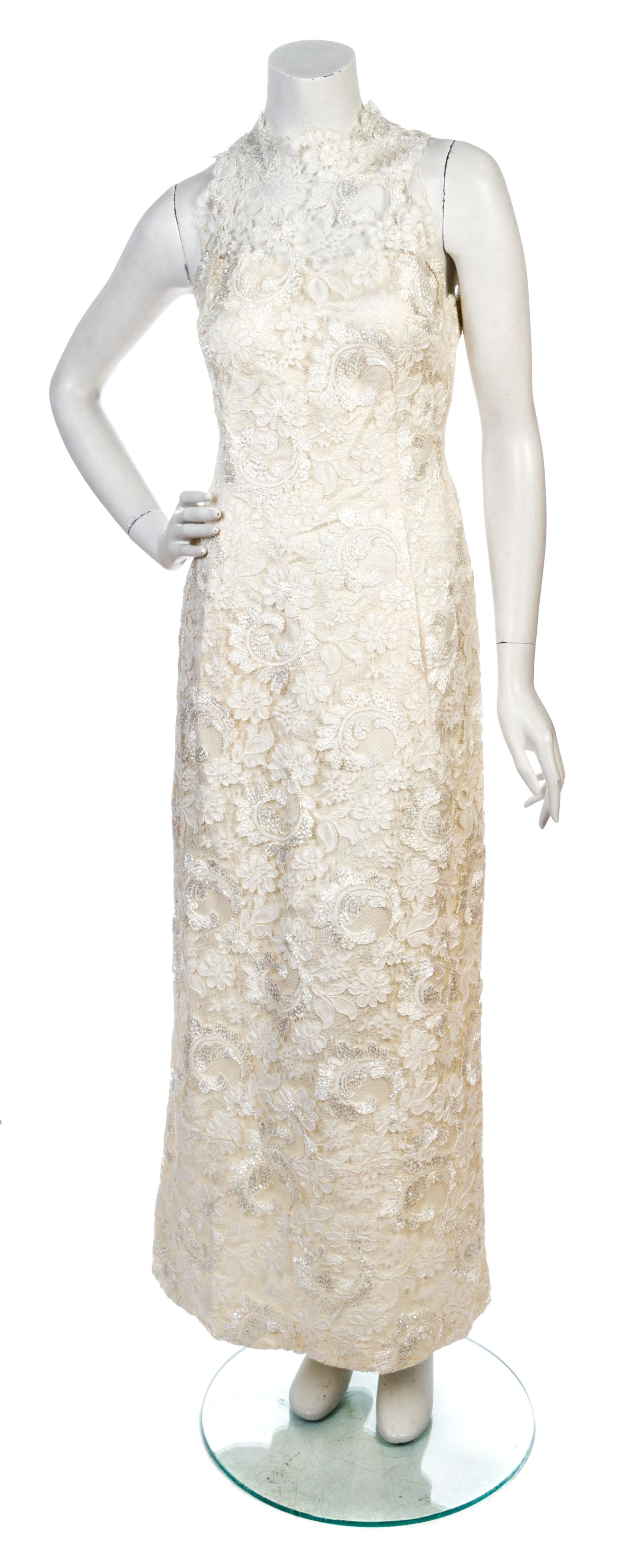 Cream Lace and Sequin Gown,