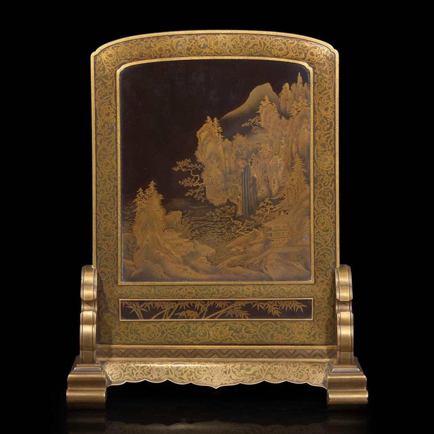 An Exhibition-quality Japanese lacquered table screen 日本砚屏一件 Meiji to Taisho period ?????