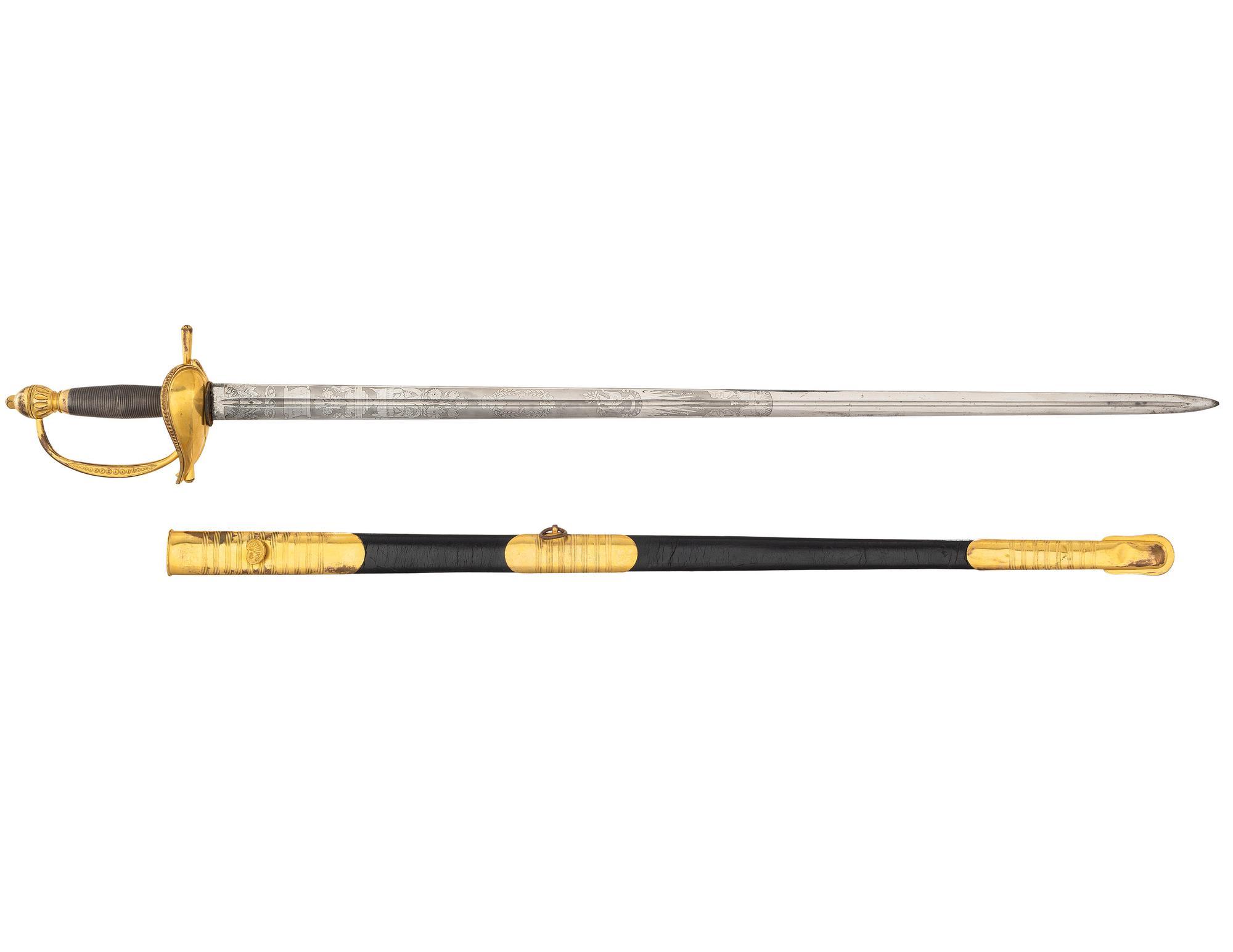 [MILITARIA]. Excellent US Model 1834 Officer’s Sword for Infantry, Artillery & Ordnance. Manufactured by Ames.