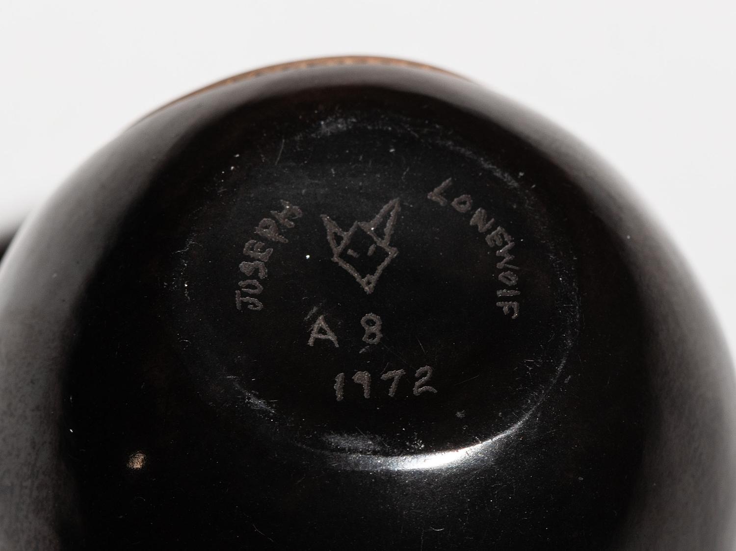 Black and Sienna Miniature Pottery Jar
