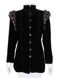 Yves Saint Laurent Haute Couture Velvet Jacket with Epaulettes, 1980-90s