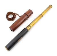 A J. H. Steward Lord Bury Leather-Cased Three-Draw Telescope — 406-66 Strand, & 55, Cornhill, London, Third Quarter 19th Century
