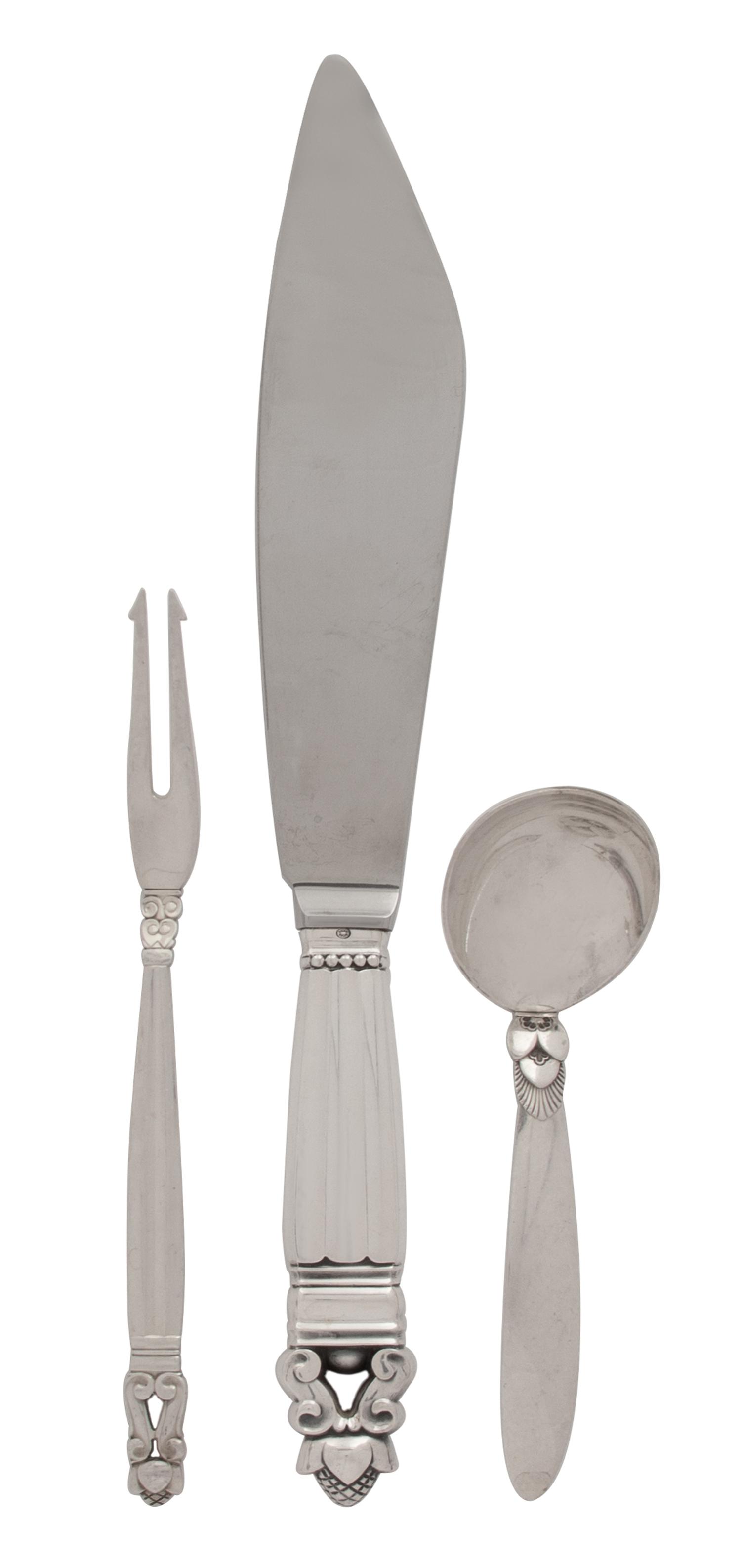 A Group of Danish Silver Flatware