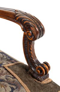 A Pair Louis XV Style Carved Walnut Fauteuils