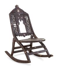 A Syrian Carved Walnut Rocking Chair