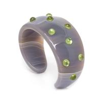 A Grey Agate and Peridot Cuff Bracelet, 44.10 dwts.
