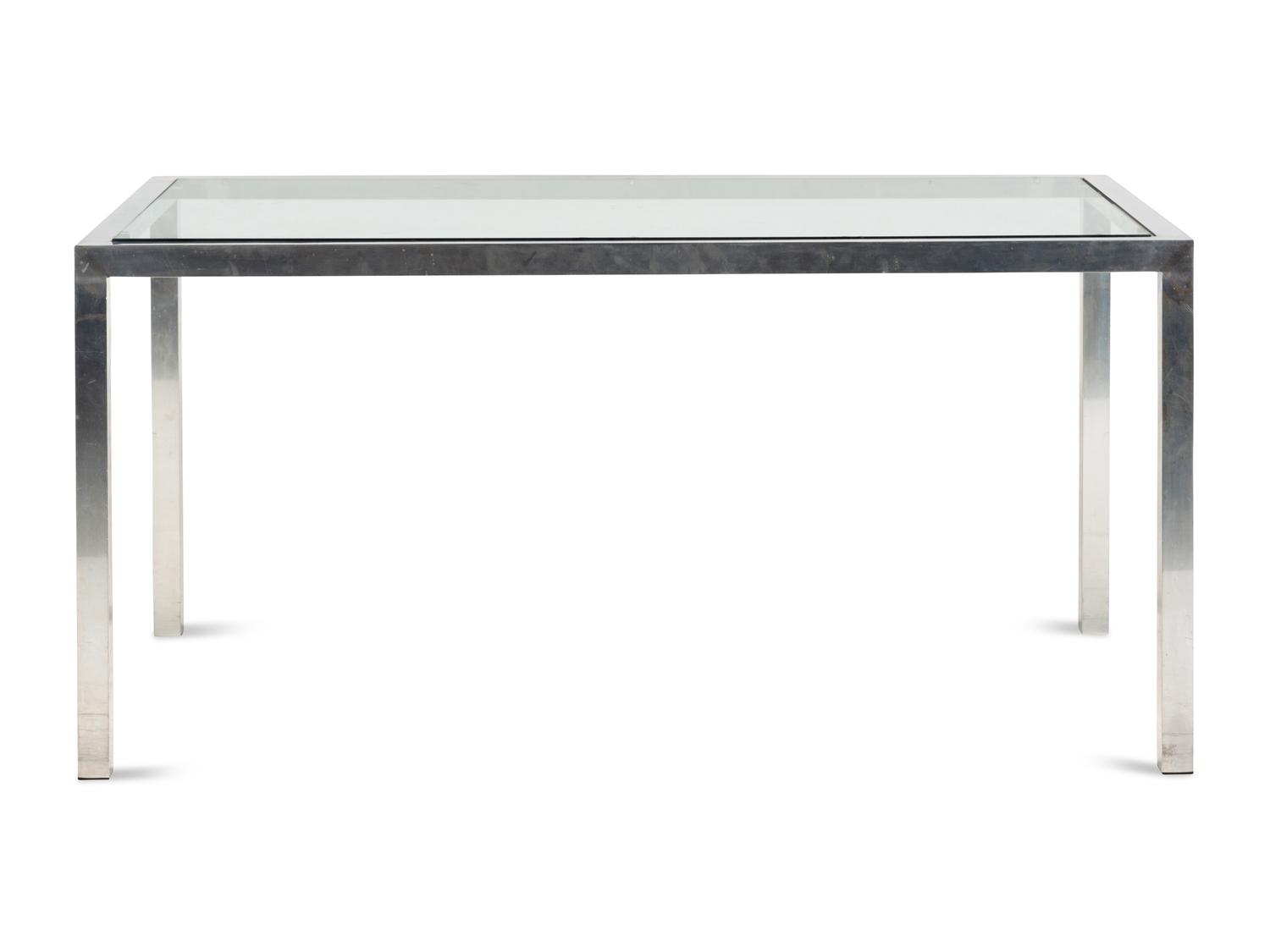 A Modernist Chrome and Glass Dining Table