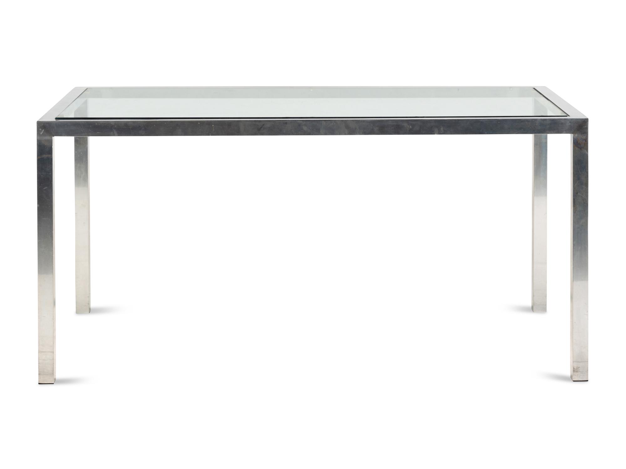 A Modernist Chrome and Glass Dining Table