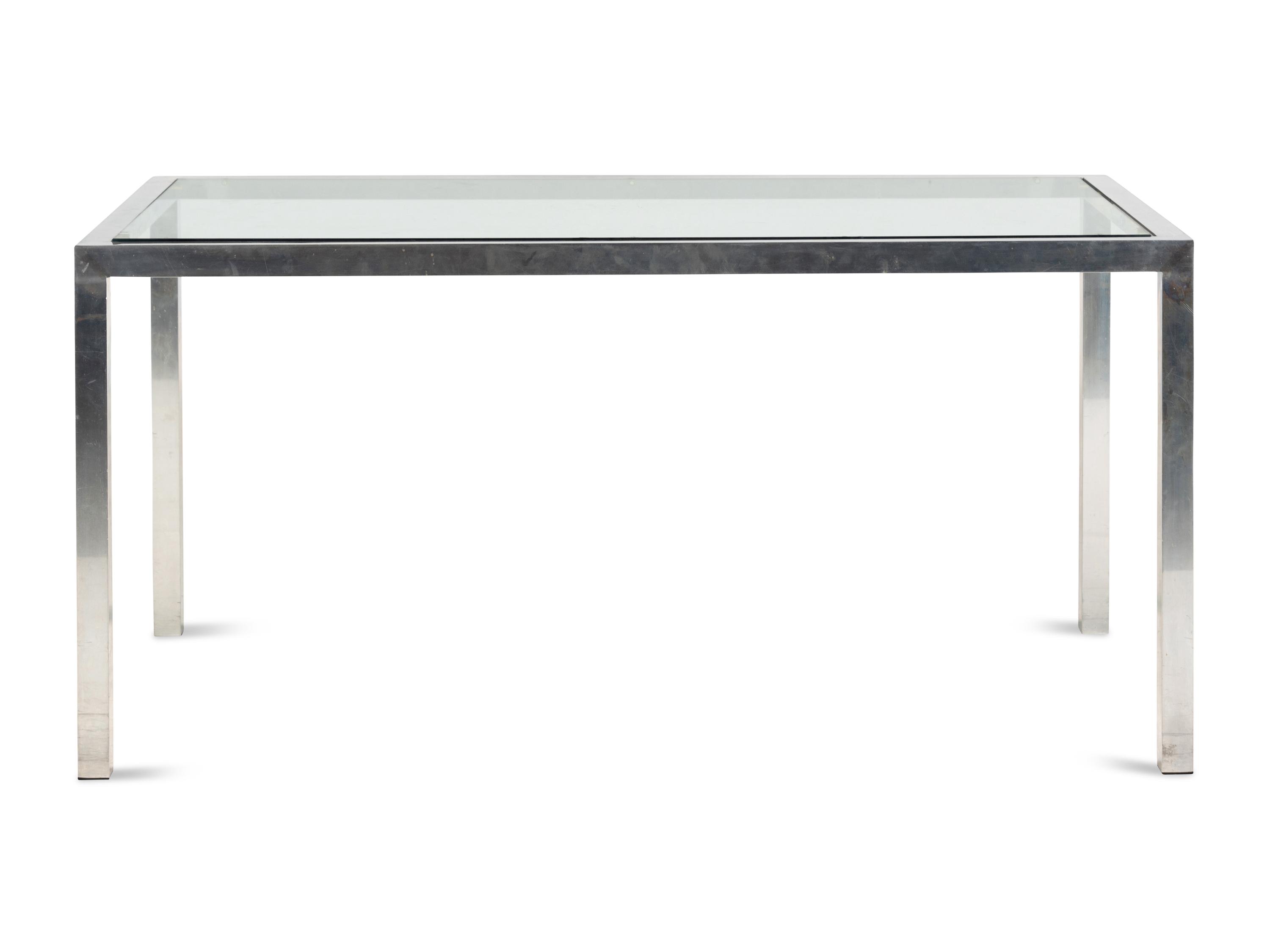 A Modernist Chrome and Glass Dining Table