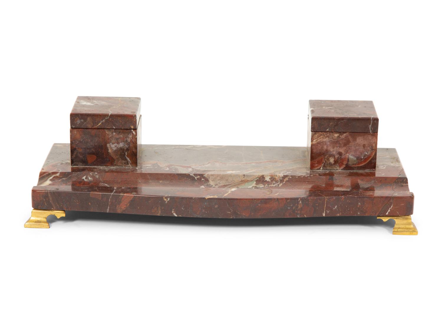 A German Rouge/Grey Marble Standish