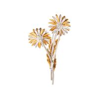 BUCCELLATI, BICOLOR GOLD AND CULTURED PEARL FLOWER BROOCH