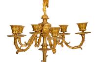 A Pair of Neoclassical Gilt Bronze Six-Light Candelabra