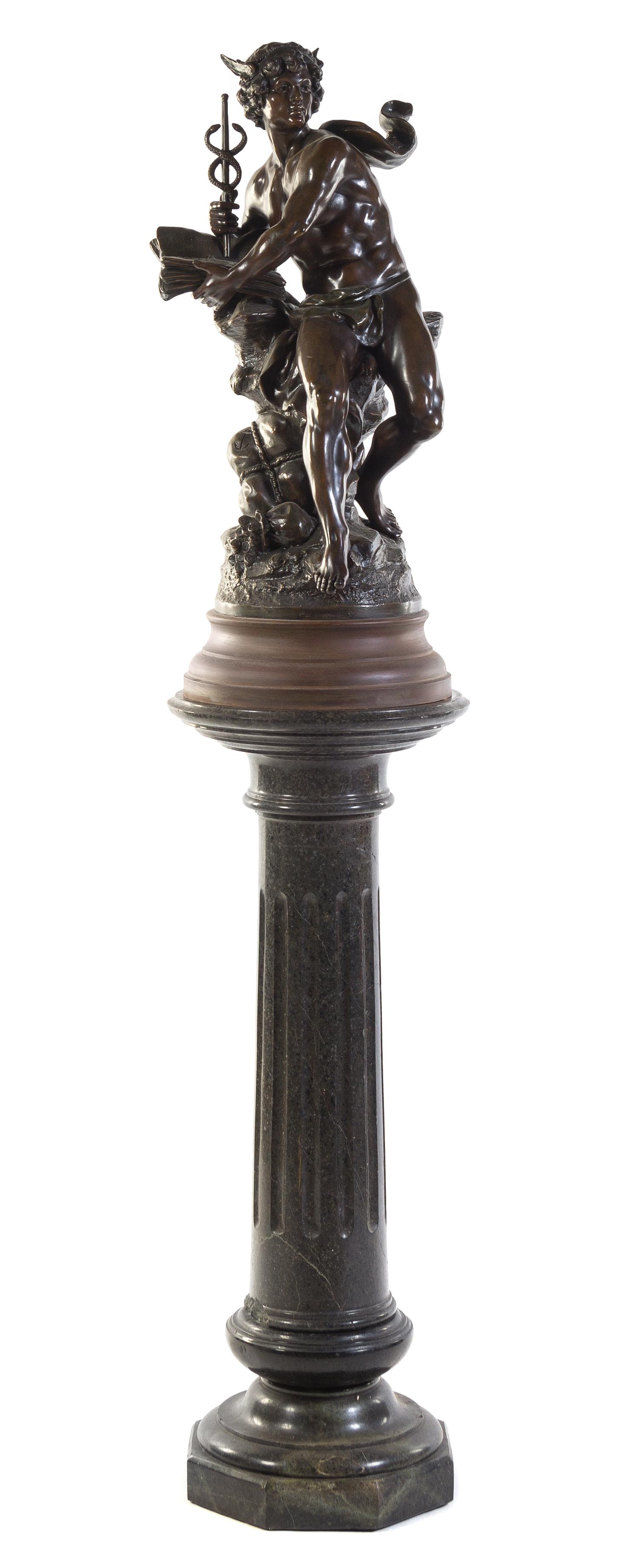 A French Patinated Metal Figural Group Height of bronze 28 inches. — AFTER LOUIS AUGUSTE & HYPPOLYTE FRANCOIS MOREAU