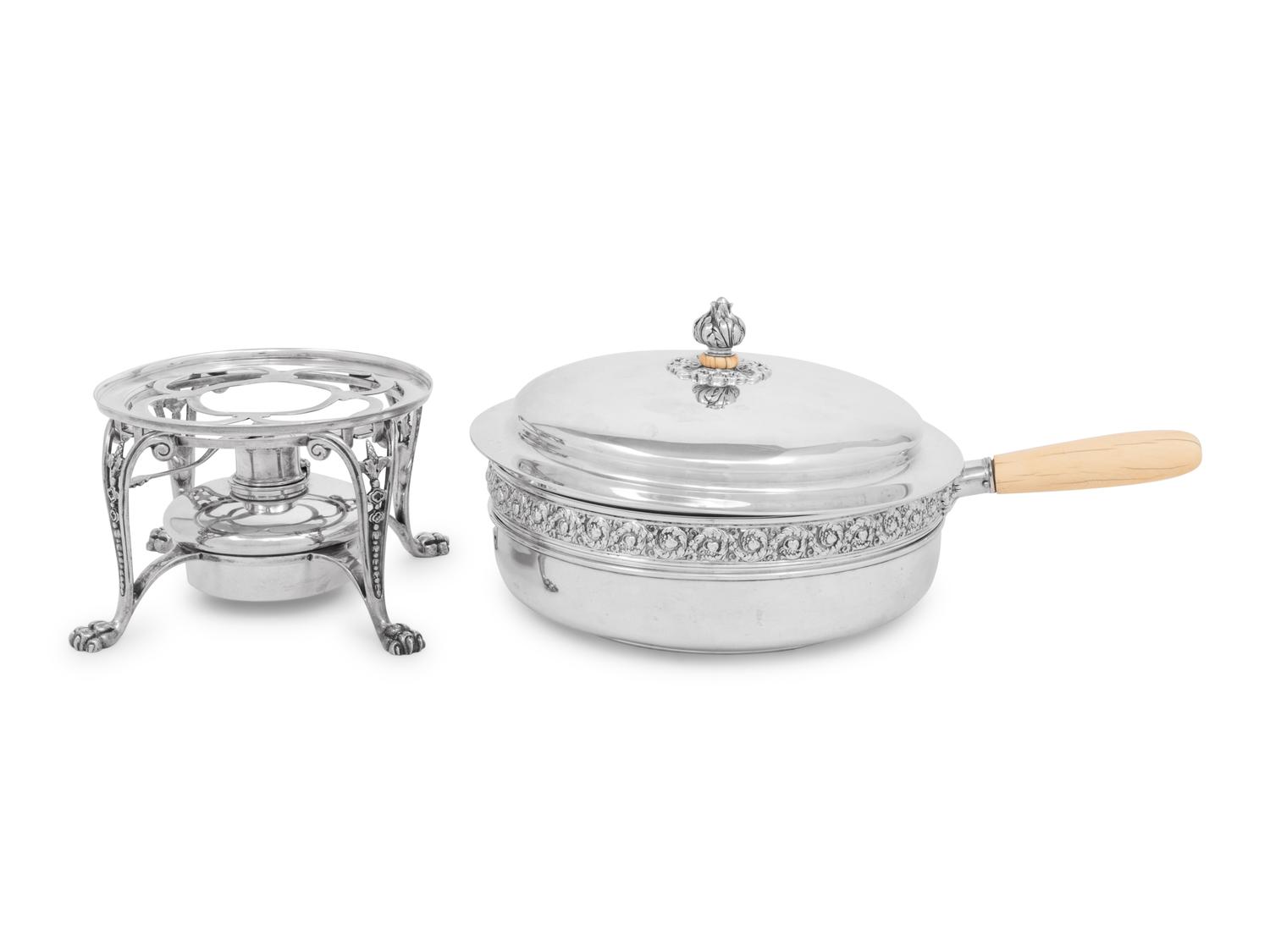 A Tiffany & Co. Silver Chafing Dish on Stand