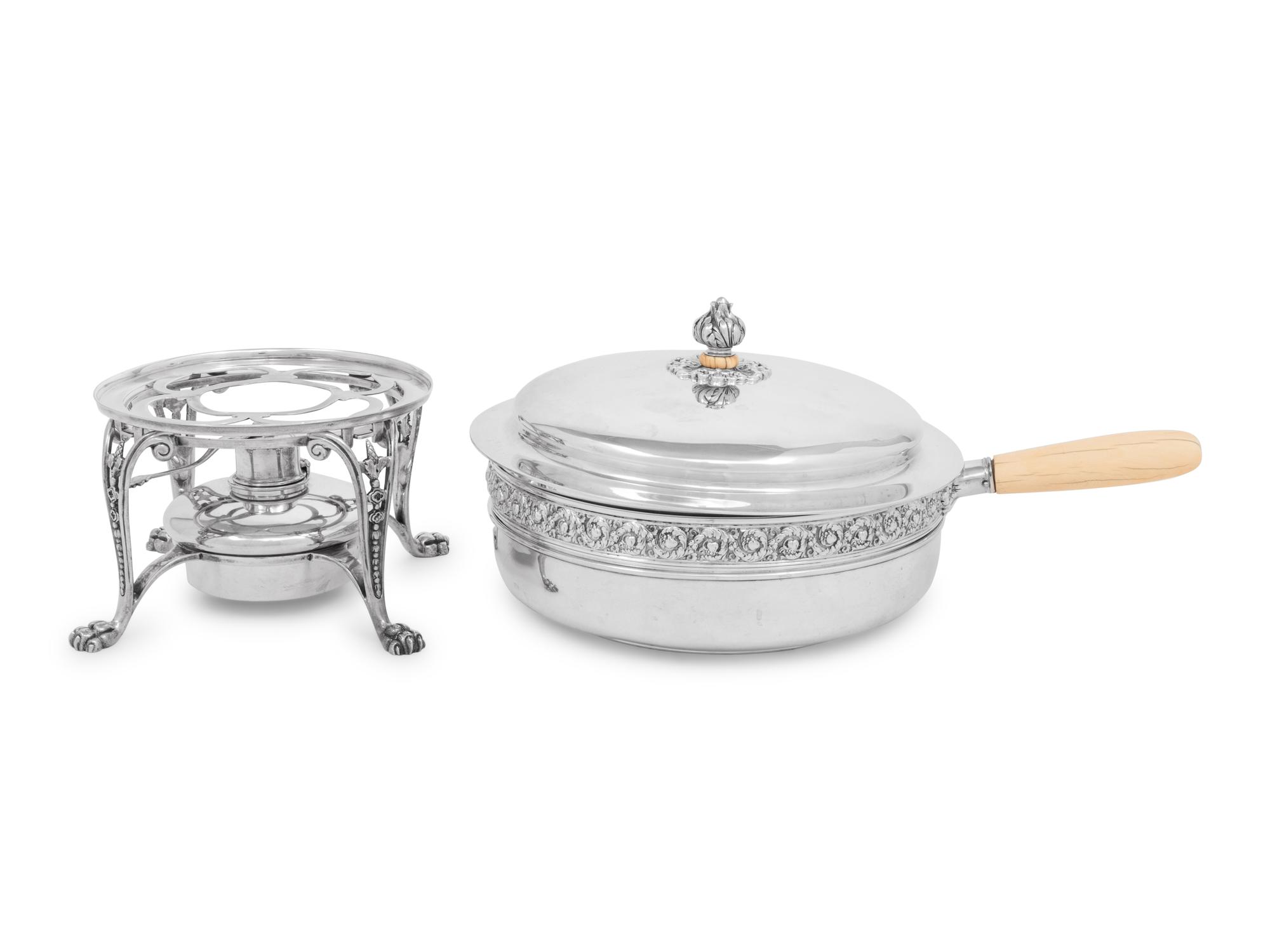 A Tiffany & Co. Silver Chafing Dish on Stand