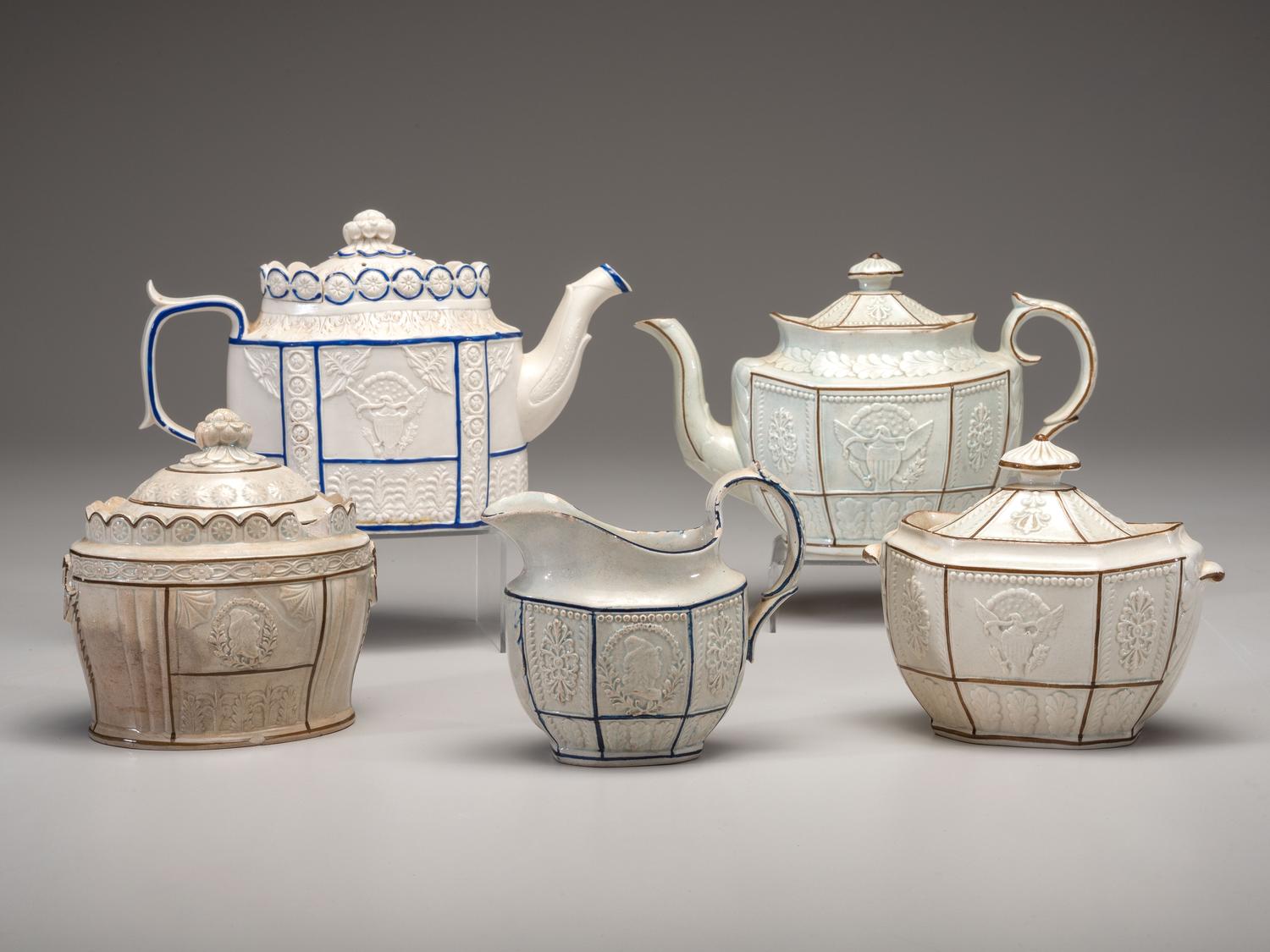 Six Staffordshire Stoneware Tea Articles for the American Market