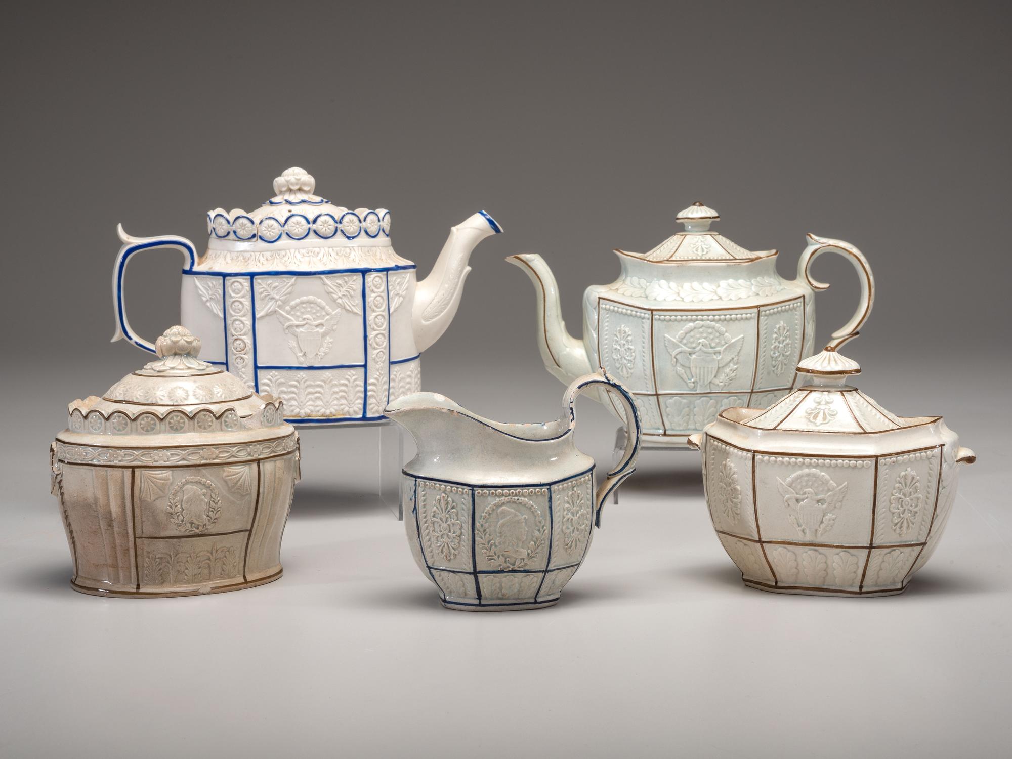 Six Staffordshire Stoneware Tea Articles for the American Market