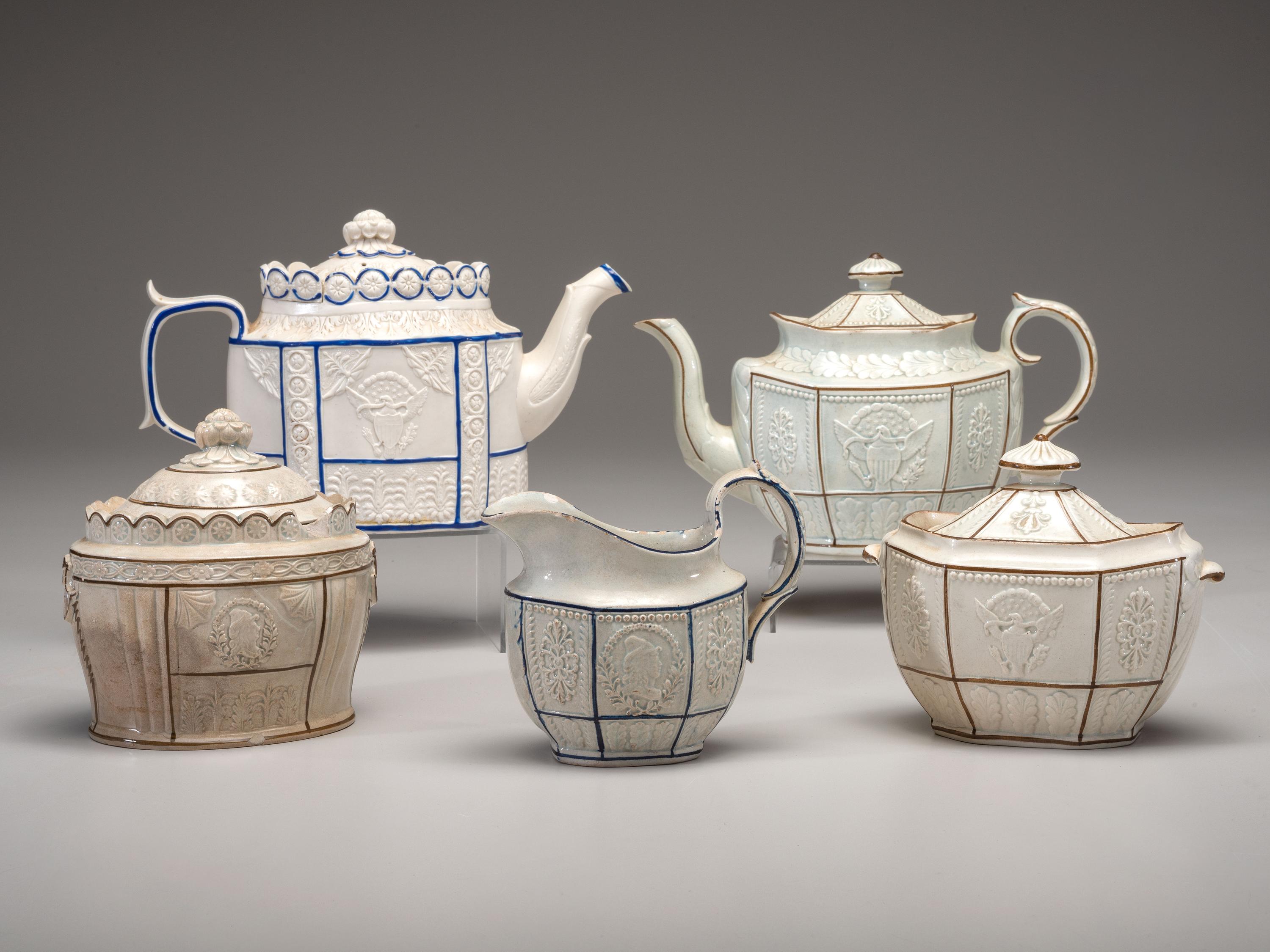 Six Staffordshire Stoneware Tea Articles for the American Market